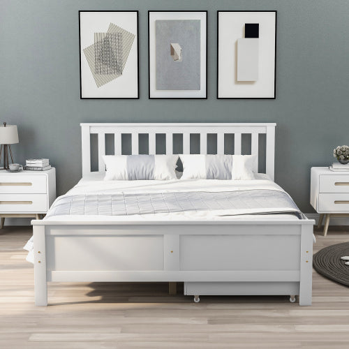 Wooden Storage Bed Frame with Drawers – 4ft6 Double Solid Pine Bed (190 x 135 cm)