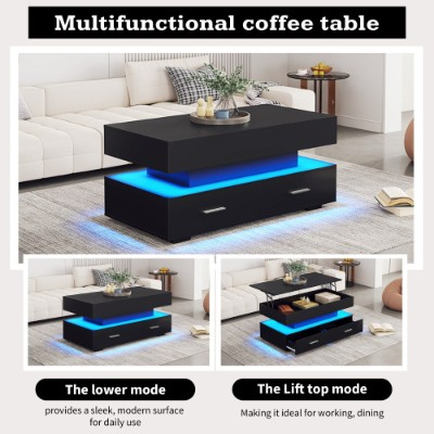 Black Lift Top LED Coffee Table