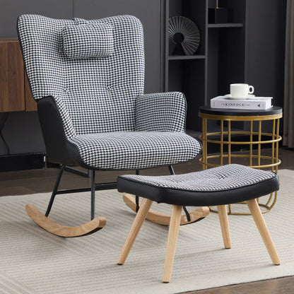 Fabric Rocking Chair for Adults – Modern Recliner Lounge Chair with Solid Wood Legs (Colourful)