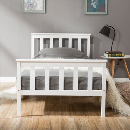 White Solid Pine Wooden Single Bed Frame (3ft) – 90x190cm Kids & Adult Bed