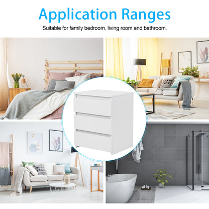 White Modern Bedside Cabinet with 3 Drawers – Stylish Nightstand Cabinet for Bedroom