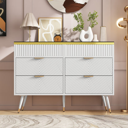 White Sideboard Cabinet with 6 Drawers