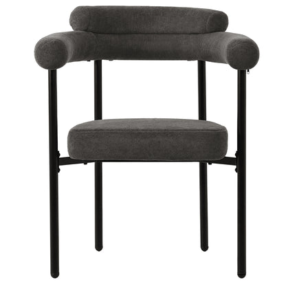 Modern Grey Velvet Dining Chairs Set of 2 with Armrests – Upholstered Kitchen & Living Room Chairs