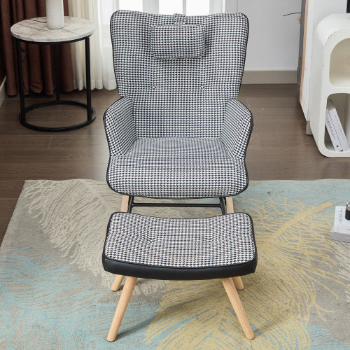 Fabric Rocking Chair for Adults – Modern Recliner Lounge Chair with Solid Wood Legs (Colourful)
