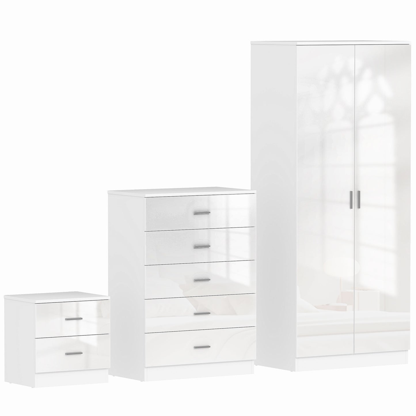 White High Gloss Bedroom Furniture Set