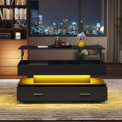Black Lift Top LED Coffee Table