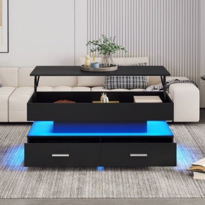 Black Lift Top LED Coffee Table