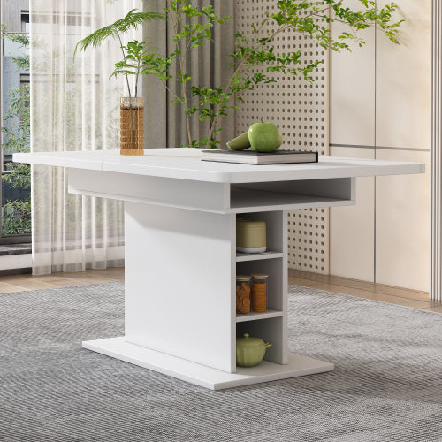 Extendable Dining Table With Storage - White