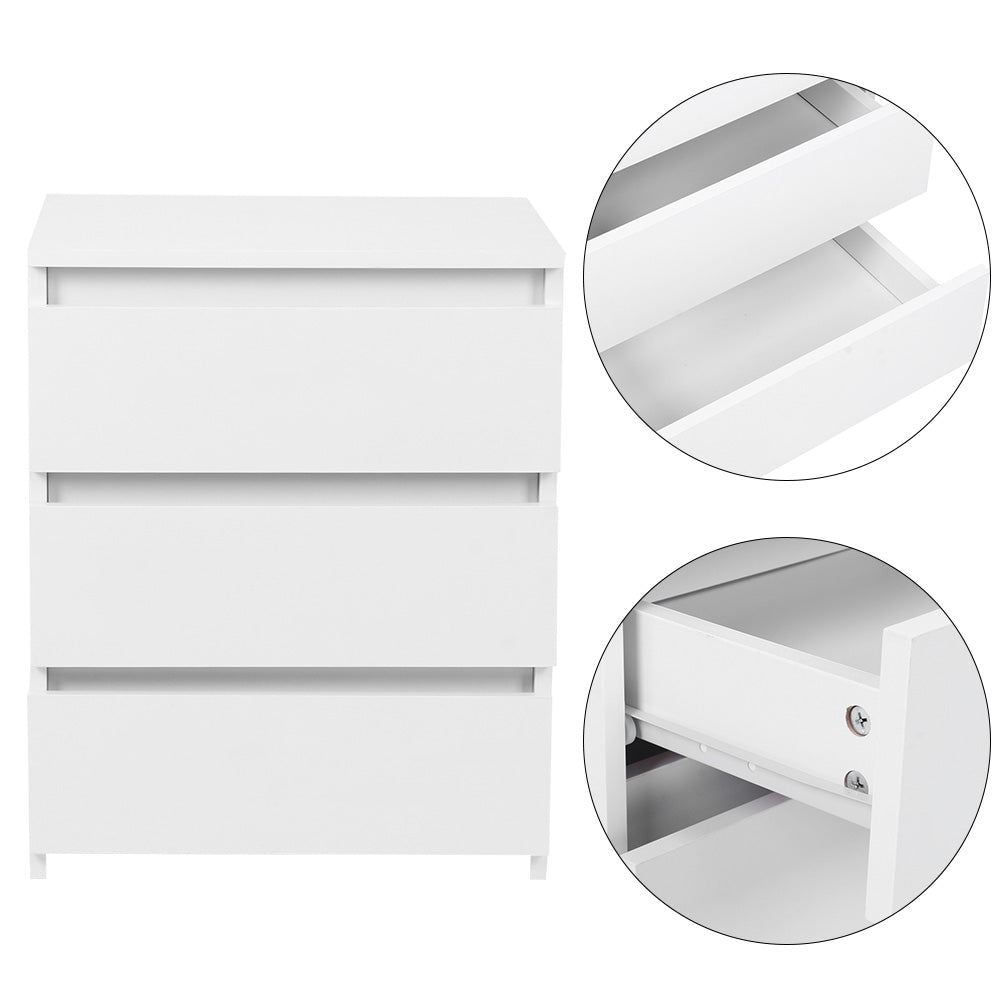 White Modern Bedside Cabinet with 3 Drawers – Stylish Nightstand Cabinet for Bedroom