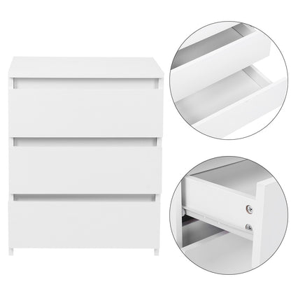 White Modern Bedside Cabinet with 3 Drawers – Stylish Nightstand Cabinet for Bedroom