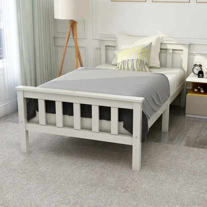 White Solid Pine Wooden Single Bed Frame (3ft) – 90x190cm Kids & Adult Bed