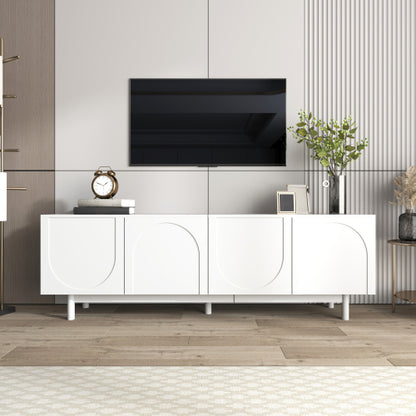 Modern Black TV Cabinet with Push-to-Open Doors & Adjustable Shelves – 175cm Lowboard Unit