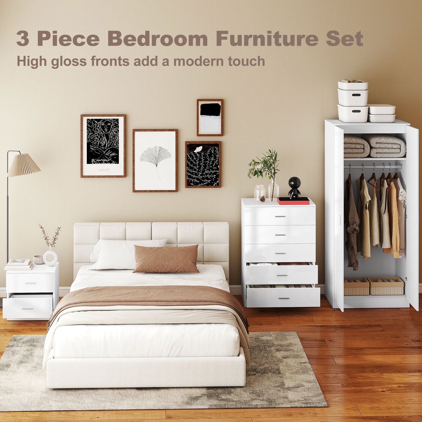 White High Gloss Bedroom Furniture Set