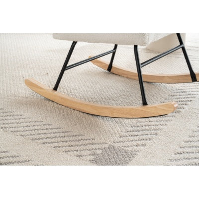 White Fabric Rocking Chair With Footstall