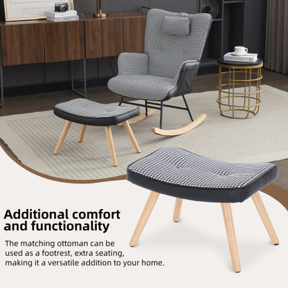 Fabric Rocking Chair for Adults – Modern Recliner Lounge Chair with Solid Wood Legs (Colourful)