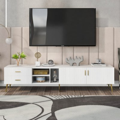 White TV Stand 180cm with Storage