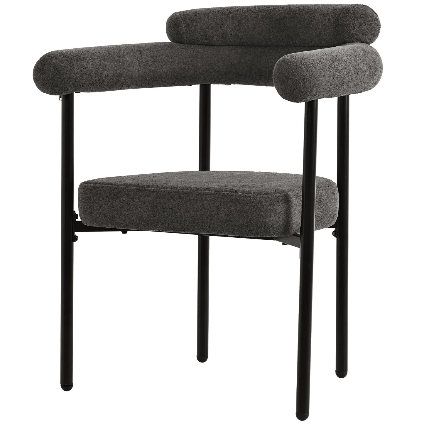 Modern Grey Velvet Dining Chairs Set of 2 with Armrests – Upholstered Kitchen & Living Room Chairs