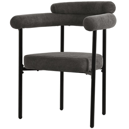 Modern Grey Velvet Dining Chairs Set of 2 with Armrests – Upholstered Kitchen & Living Room Chairs