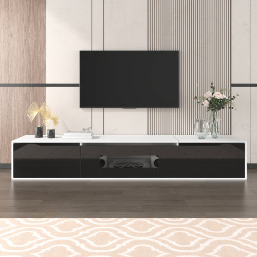 High Gloss TV Cabinet 180cm – Black & White TV Stand with LED Lights (50–59” TVs)