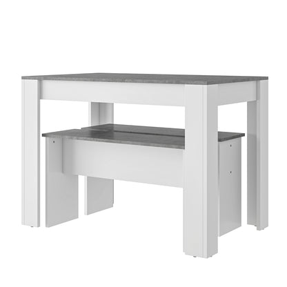 Kids Table and Bench Set – Grey & White Marble Effect Dining Table with 2 Benches