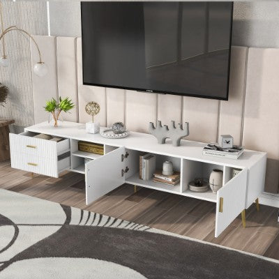 White TV Stand 180cm with Storage