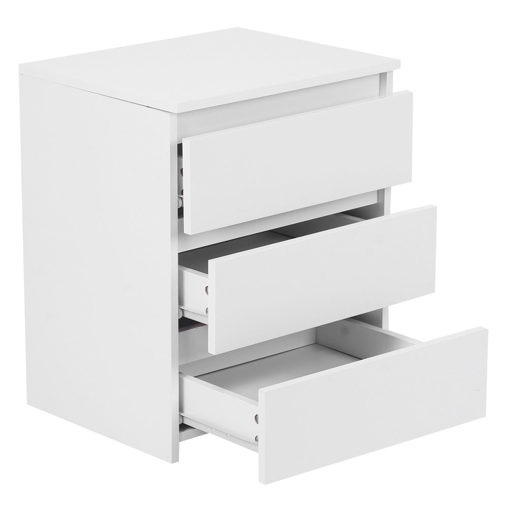 White Modern Bedside Cabinet with 3 Drawers – Stylish Nightstand Cabinet for Bedroom