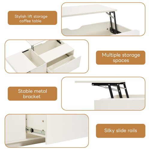 White Lift Top Coffee Table with Storage