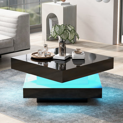 Black High Gloss LED Coffee Table