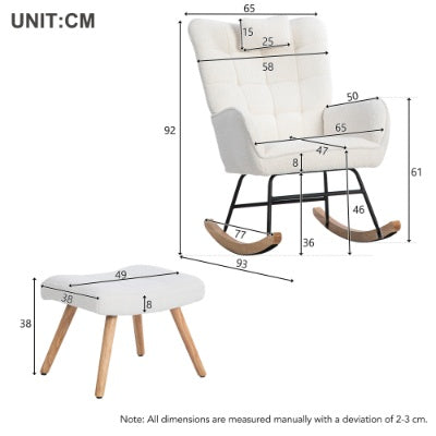 White Fabric Rocking Chair With Footstall