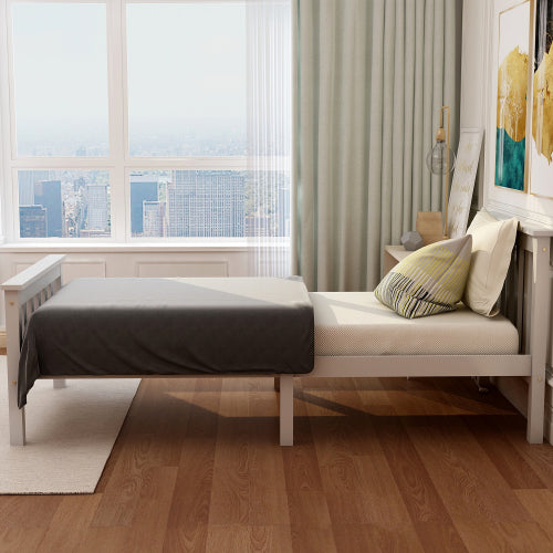 White Solid Pine Wooden Single Bed Frame (3ft) – 90x190cm Kids & Adult Bed