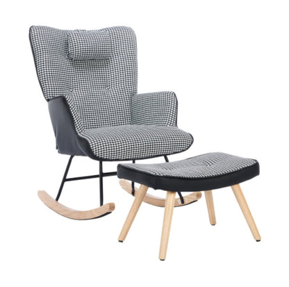 Fabric Rocking Chair for Adults – Modern Recliner Lounge Chair with Solid Wood Legs (Colourful)