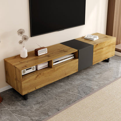TV Cabinet 170cm – Dark Grey & Wooden TV Stand with Storage Doors & Shelves