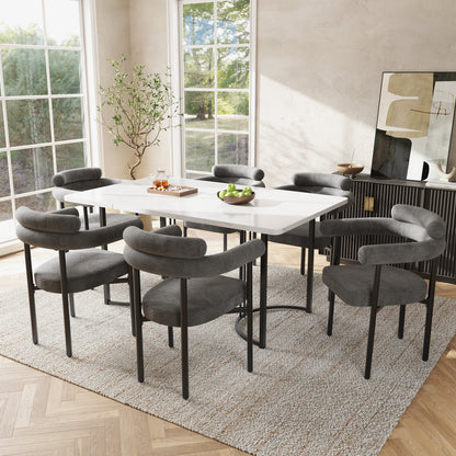 Modern Grey Velvet Dining Chairs Set of 2 with Armrests – Upholstered Kitchen & Living Room Chairs
