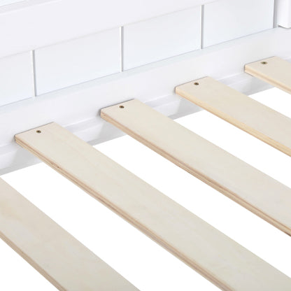 Kids Wooden Mid Sleeper Treehouse Bed – 3FT Single Loft Bed with Ladder & Guard Rail (White 90x190cm)