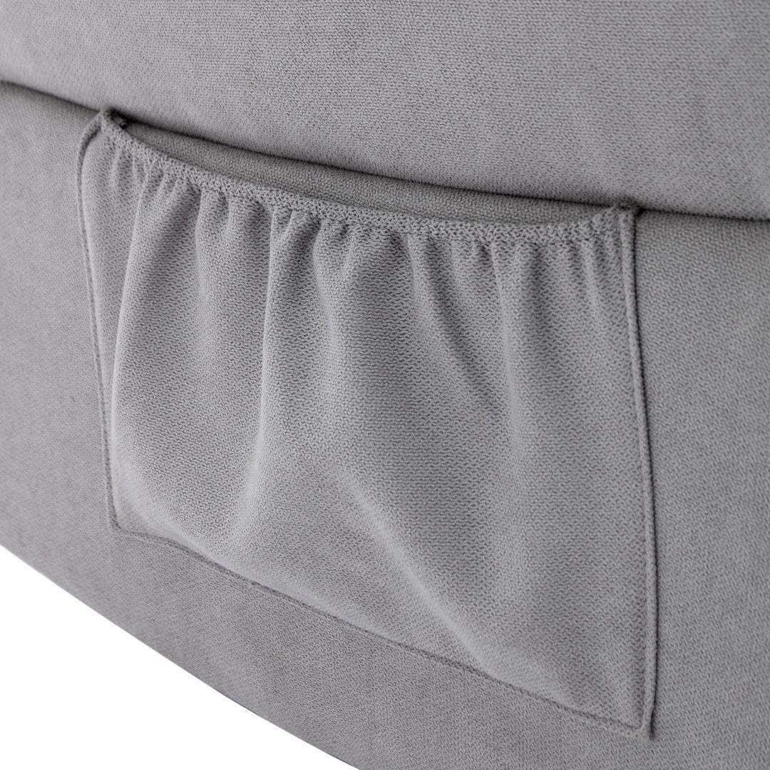 Grey Fabric Recliner Chair for Elderly – Adjustable Armchair with Footrest & Side Pocket