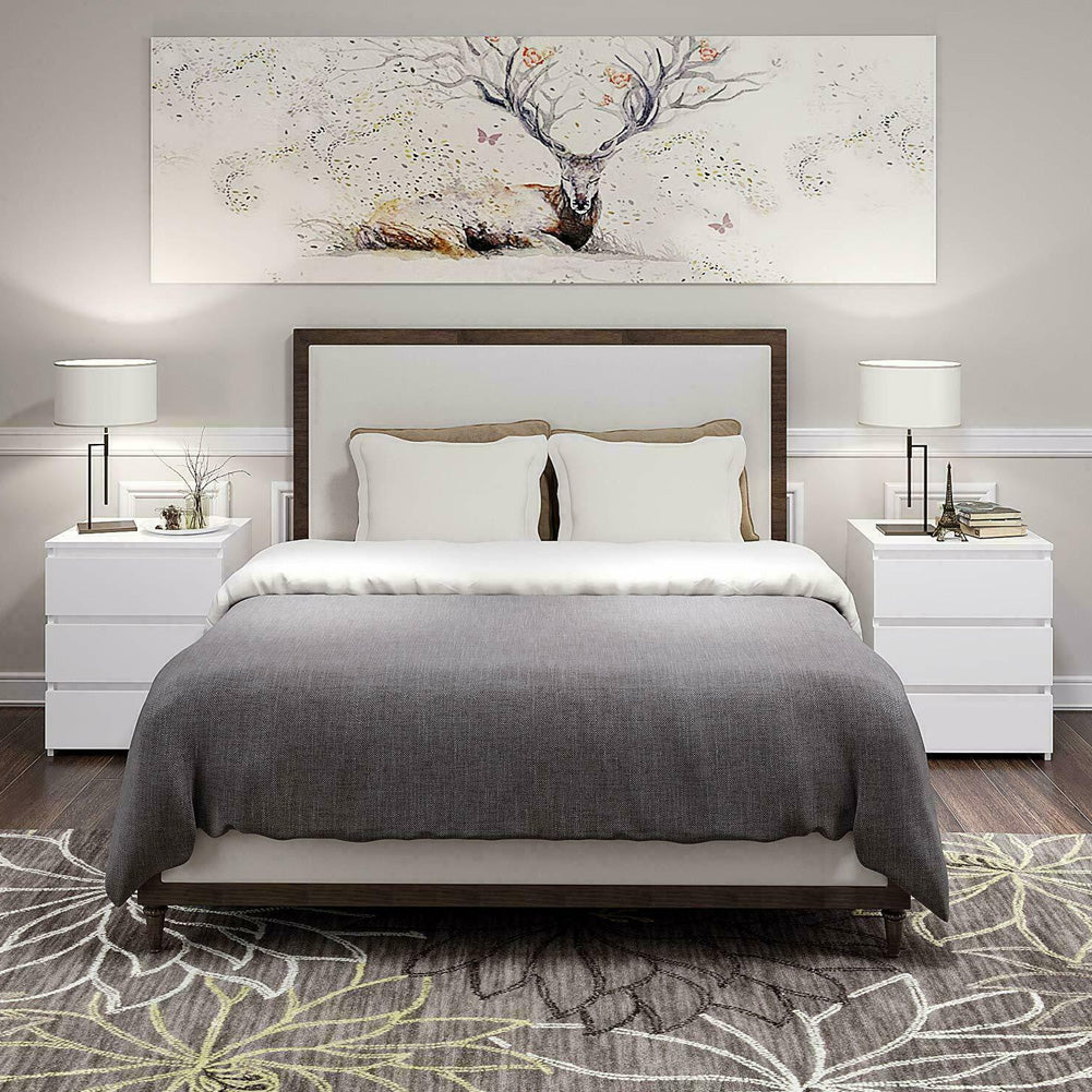 White Modern Bedside Cabinet with 3 Drawers – Stylish Nightstand Cabinet for Bedroom