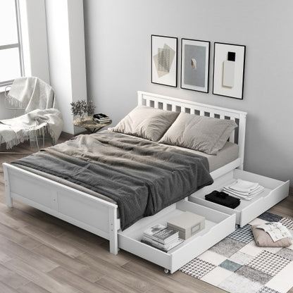 Wooden Storage Bed Frame with Drawers – 4ft6 Double Solid Pine Bed (190 x 135 cm)