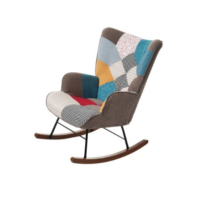 Patchwork Rocking Chair With Footrest