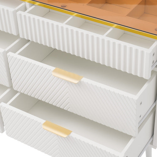 White Sideboard Cabinet with 6 Drawers
