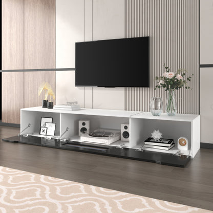 High Gloss TV Cabinet 180cm – Black & White TV Stand with LED Lights (50–59” TVs)