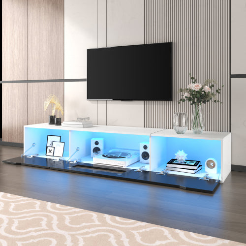 High Gloss TV Cabinet 180cm – Black & White TV Stand with LED Lights (50–59” TVs)