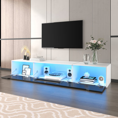 High Gloss TV Cabinet 180cm – Black & White TV Stand with LED Lights (50–59” TVs)