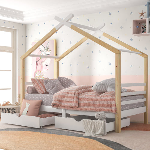 Kids Canopy Single Bed with Storage