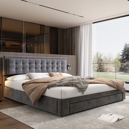 Super King Velvet Ottoman Bed 6ft With Storage