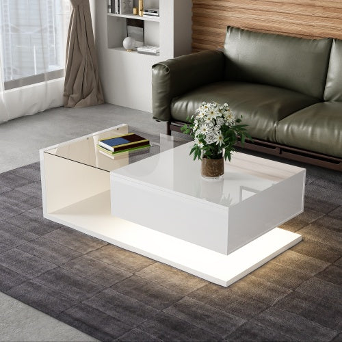 White high gloss LED coffee table