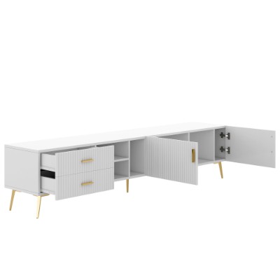 White TV Stand 180cm with Storage