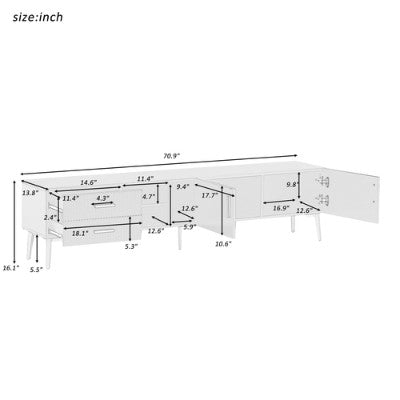 White TV Stand 180cm with Storage