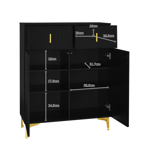 Hallway Wardrobe Set with Shoe Bench & Coat Rack – Storage Cabinet with Cushion (White/Black)