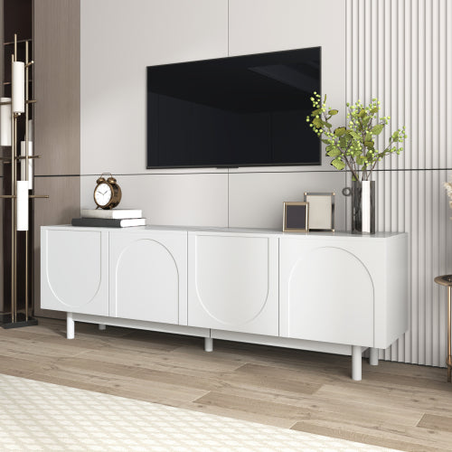 Modern Black TV Cabinet with Push-to-Open Doors & Adjustable Shelves – 175cm Lowboard Unit