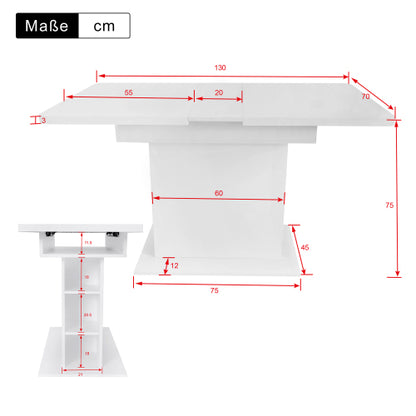 Extendable Dining Table With Storage - White